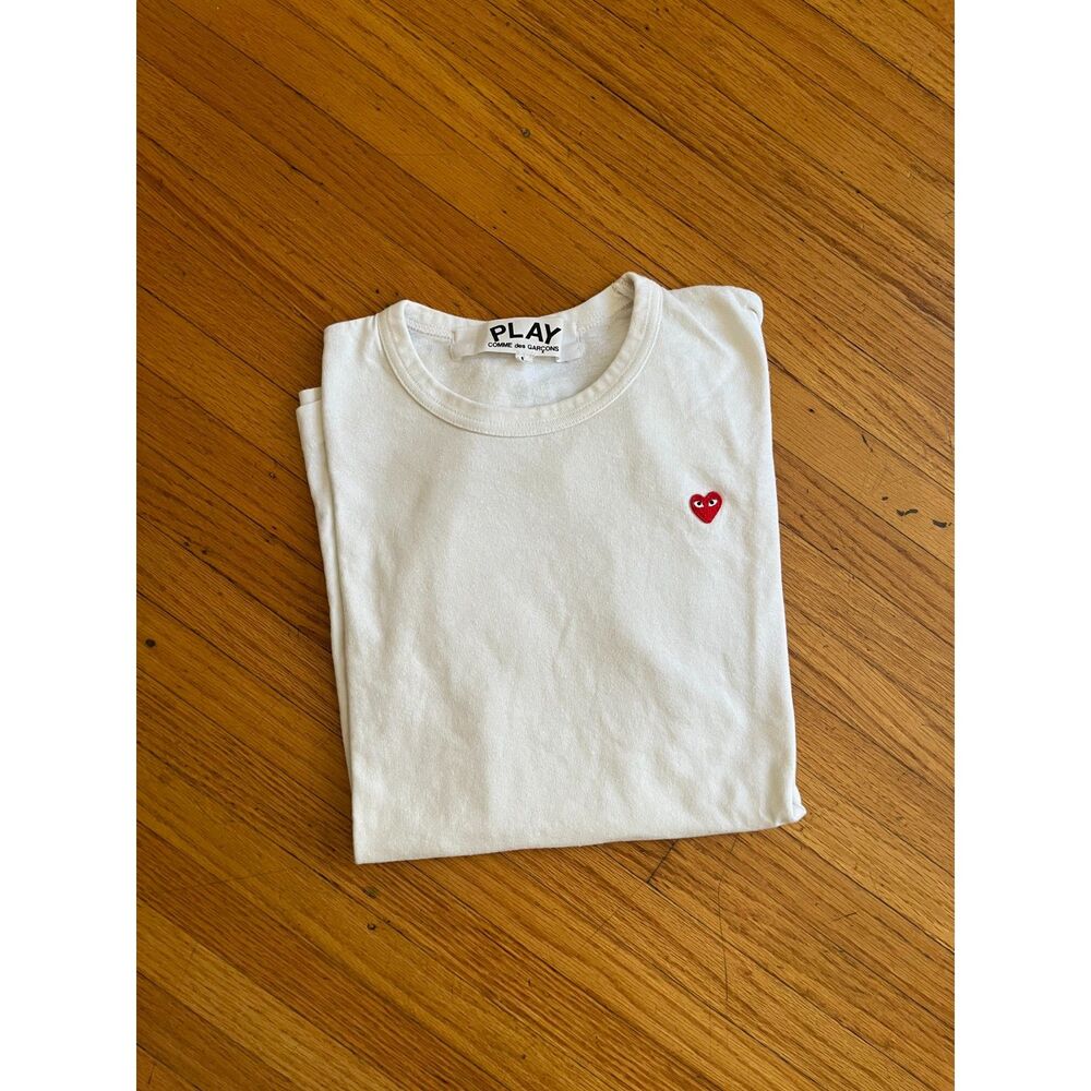 PLAY Comme des Garcon Patch Heart White Tee - Large